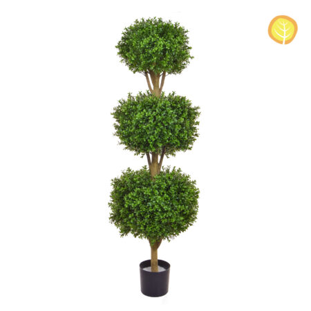 Topiaire Triple Boule de Buis Artificiel Anti-UV 120cm