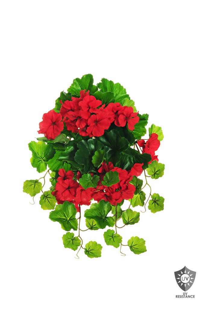 Géranium Suspendu Rouge 51cm Artificiel Anti-UV