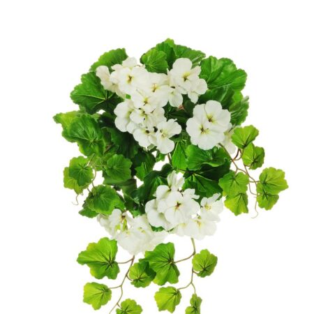 Géranium Suspendu Blanc 51cm Artificiel Anti-UV