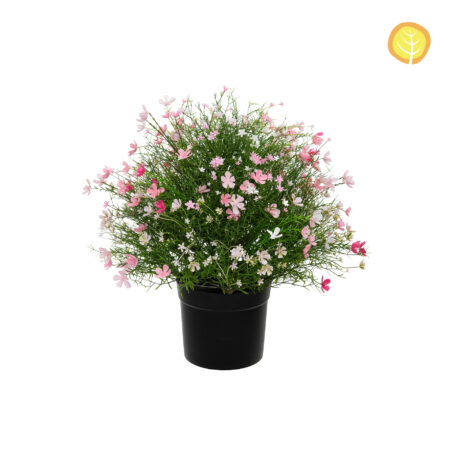 Composition gypsophile artificielle anti-UV 47cm rouge rose pot